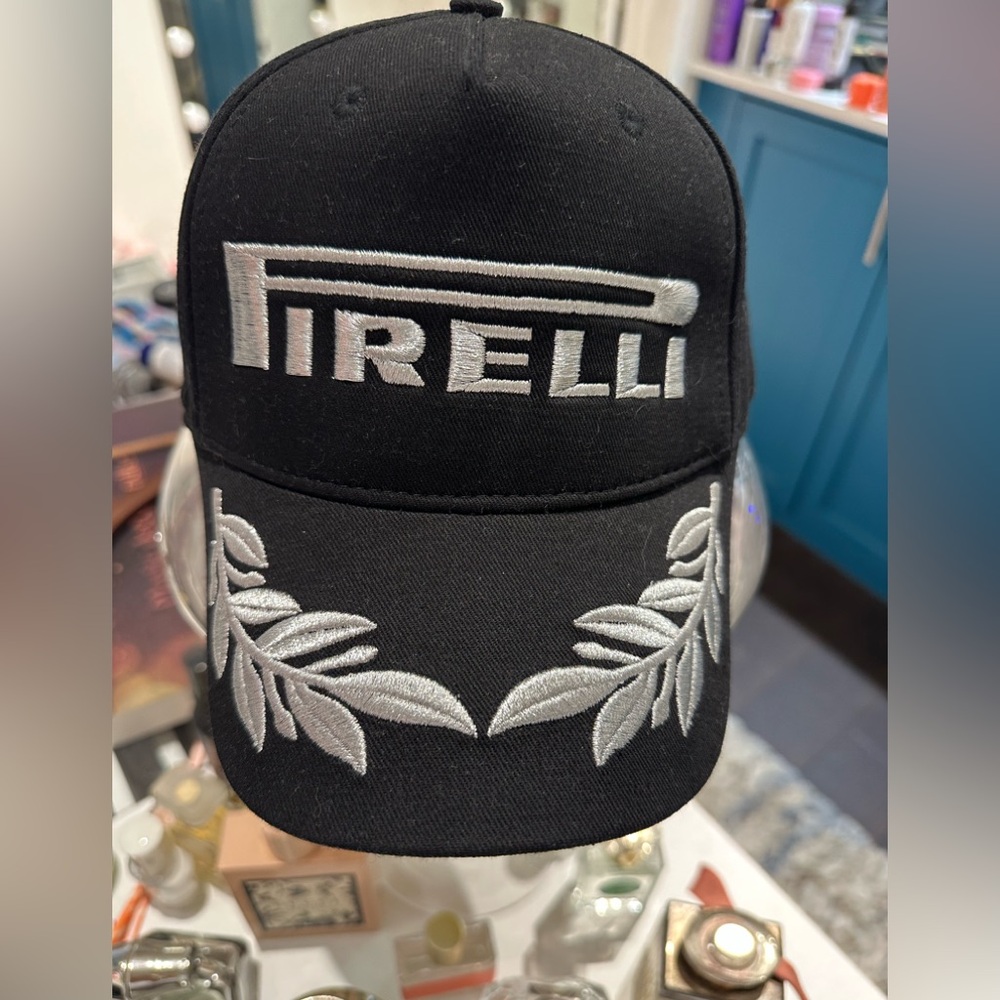 Black Hat with Silver Leaf Embroidery